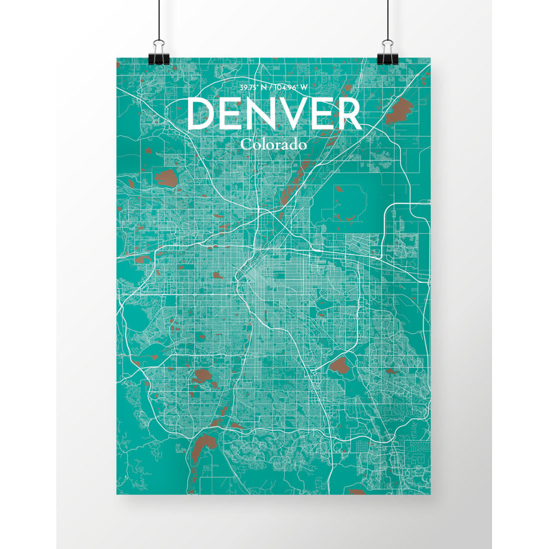 Denver City Map - No Frame Print, 70cm H x 50cm W x 0.13cm D