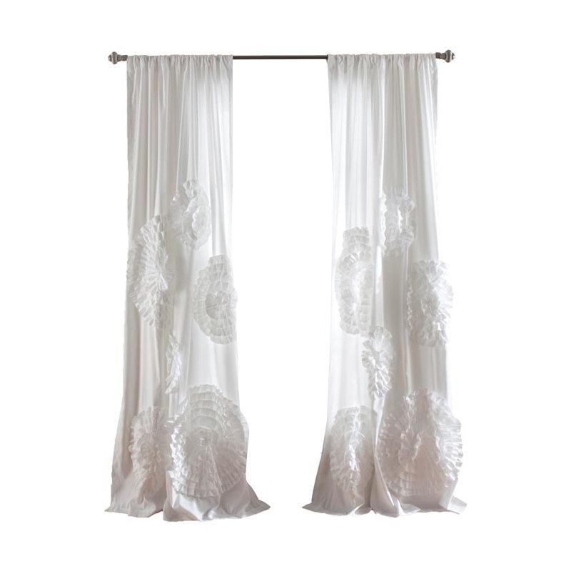 Semi Sheer Curtain Single Panel, White, 137cm W x 213cm L