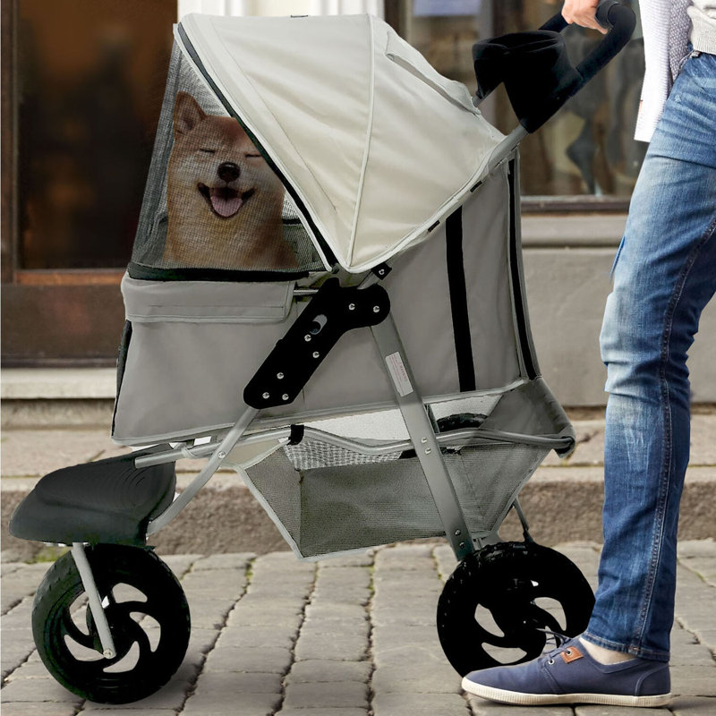 Critter Sitters Gray 3-Wheel Pet Stroller for Small to Medium Dogs