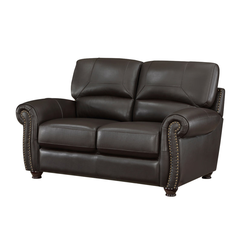 Adenn 62.5'' Faux Leather Loveseat, Brown Faux Leather