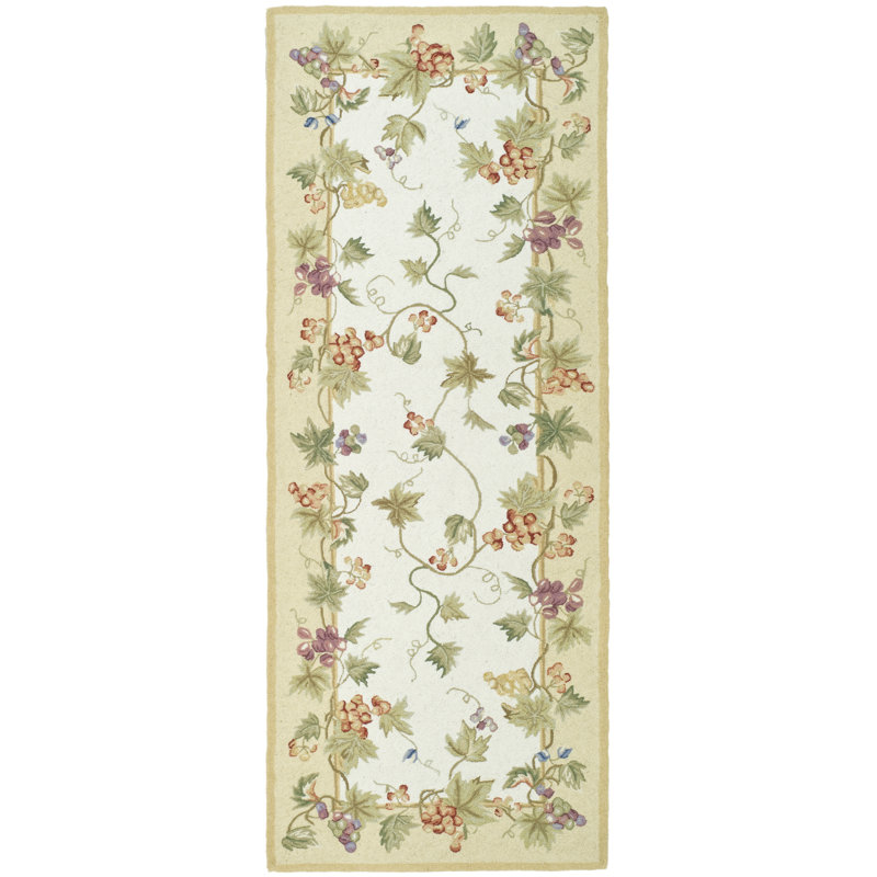 Tapis en laine crocheté à la main Brayton, Tapis de couloir beige