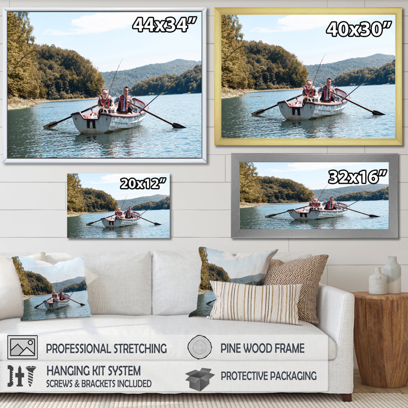 «Hunter S Fishing Pursuit I», reproduction sur toile, Cadre naturel flottant, H 24 po x l 32 po x P 1 po