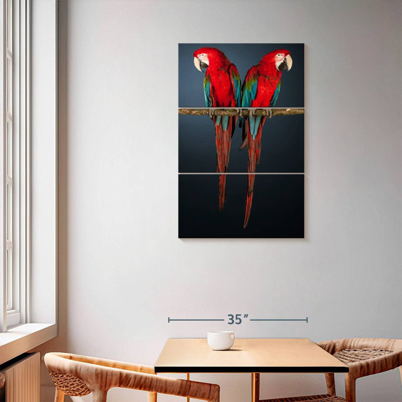 Brampt Red Green Macaws, 57" H x 36" W