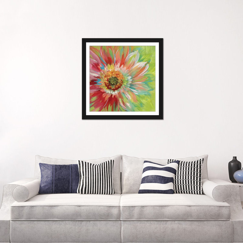 « brillante soleil burst », impression sur toile, H 16 po x l 16 po x P 1 po, Papier avec cadre noir, Blanc