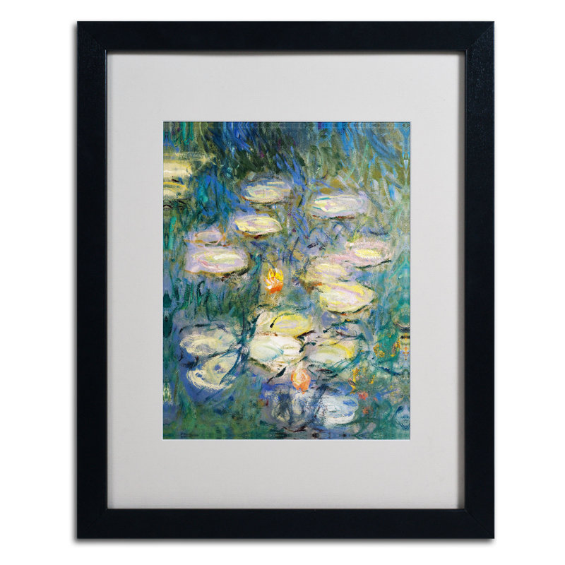 «Water Lilies V 1840-1926» par Claude Monet - reproduction d'art sur toile, H 14 po x l 11 po x P 0,5 po, Noir