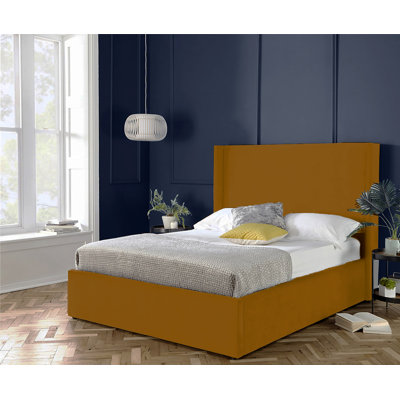 Plain Wing Kailua Upholstered Bed Frame - Plush Velvet Wingback with Sprung Slats