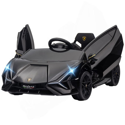 Aosom 12V Ride on Car, Lamborghini SIAN Voiture électrique alimentée par batterie avec télécommande, klaxon, musique et phares, noir