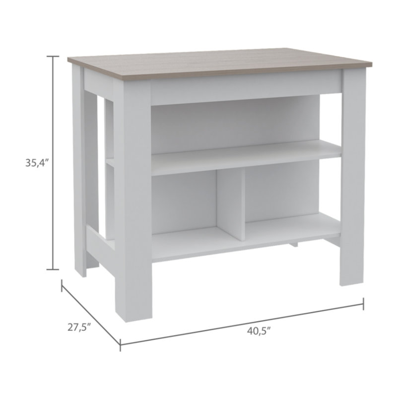 Ensemble de cuisine 2 pièces 8 tablettes 2 portes 2 pièces, îlot de cuisine et garde-manger, Chêne / Blanc