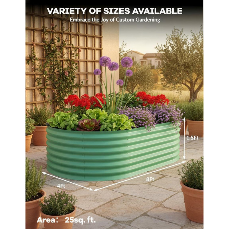 Lit de jardin surélevé en acier galvanisé 8 x 4 x 1,5 pi
