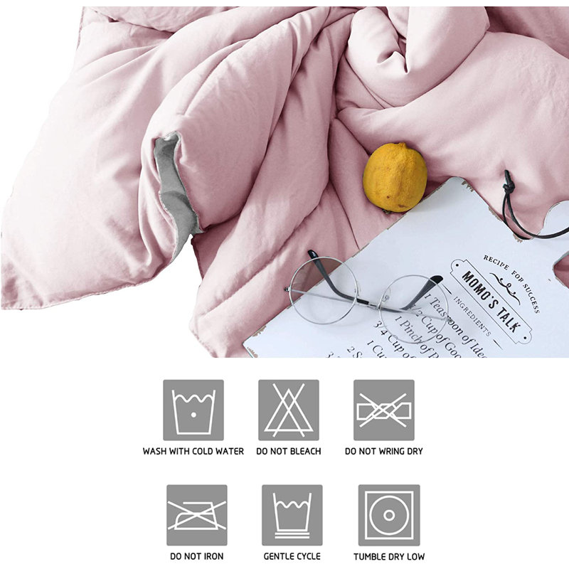 Twin Pink and Silver Reversible Microfiber Duvet Set
