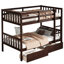 Lit simple superposé en bois d'hévéa simple avec 2 tiroirs, convertible en 2 lits simples, lit superposé simple avec échelle
