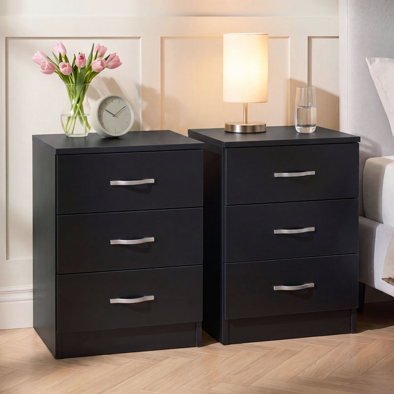 40 cm W Bedside Table, Black