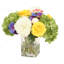 Mixed Spring Flowers With Hydrangea''s, Pansies And Peonies In Glass Vase