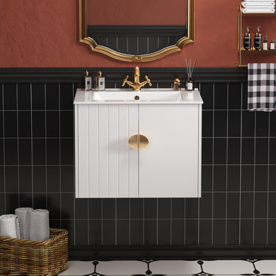 24"Floating Bathroom Vanity With Ceramic Sink Top