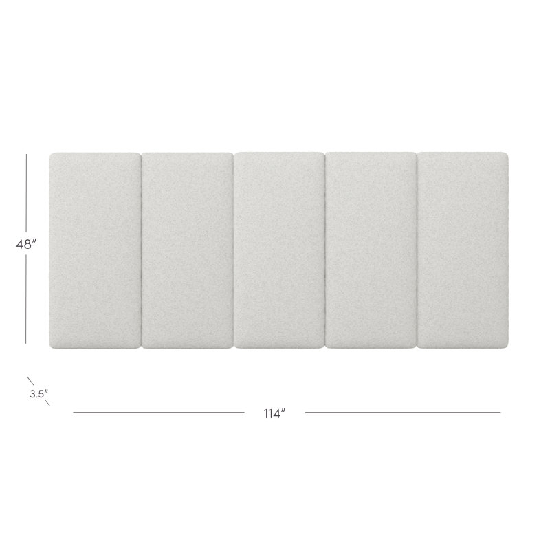 Boucle Upholstered Panel Headboard,  Oversized Queen