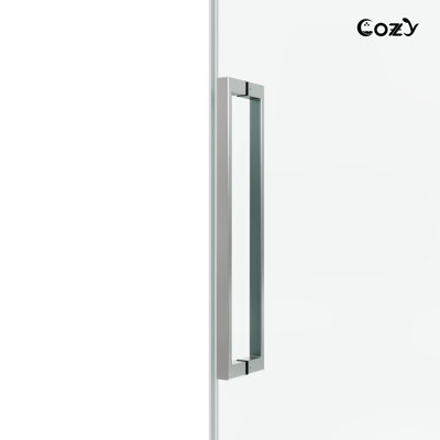 68-73" W X 76" H Frameless Single Sliding Shower Door with 3/8" (10mm) Clear Tempered Glass, Shatter-Resistant Film & Installation Hole Locator - Square Top Rail