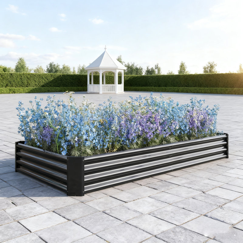 Ensemble de jardin surélevé en métal noir 7,6 pi x 3,7 pi x 0,98 pi - Pot à fleurs / légumes / herbes