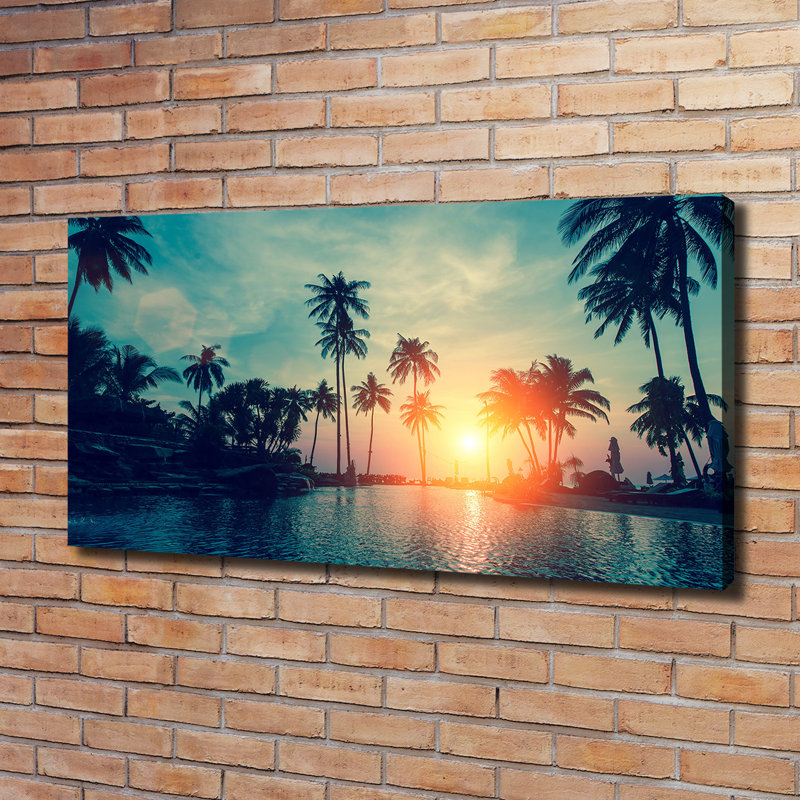 Sunset Palm Trees - Wrapped Canvas Print