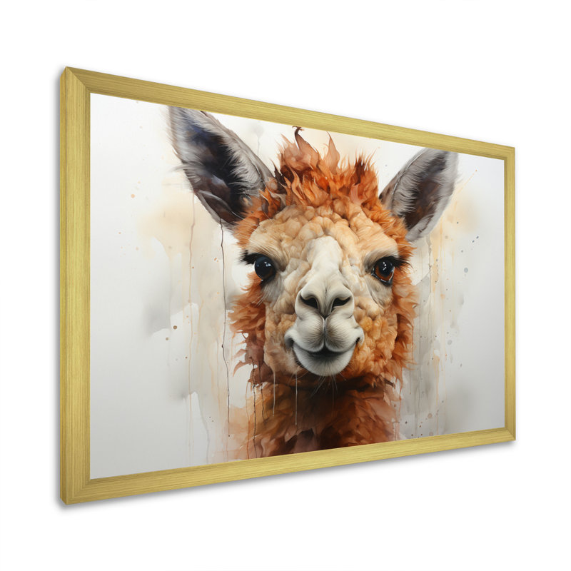 Alpaga Curious Alpaca - imprimé, H 12 po x l 20 po x P 1 po, Encadrement doré