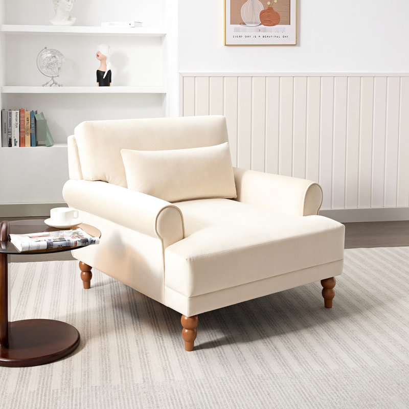 Fauteuil ergonomique avec pieds romains rétro, velours beige élégant et luxueux pour un soutien lombaire de grande taille,