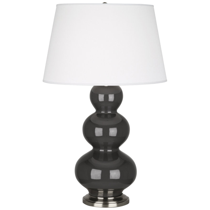 Triple Gourd Ceramic Table Lamp, Ash/Antique Silver, Antique Silver