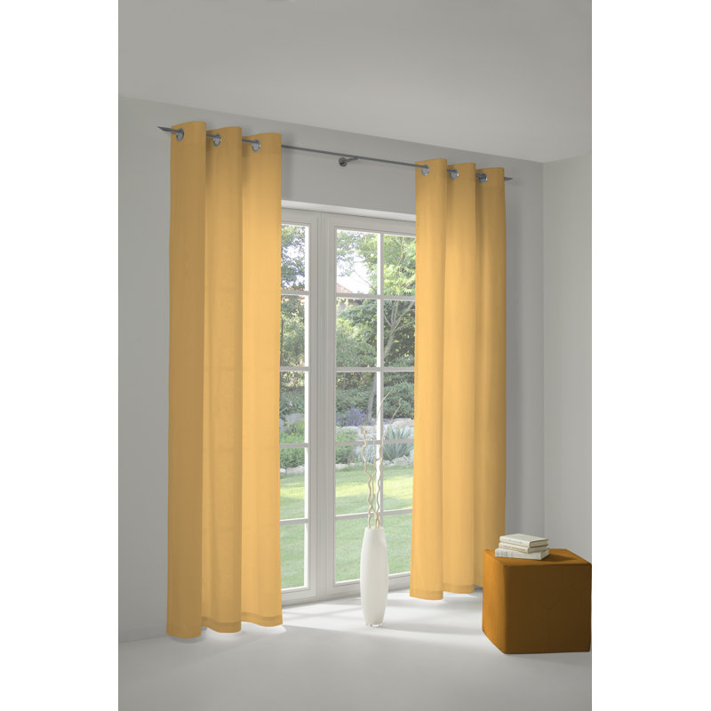 Uni Collection 100% Cotton Room Darkening Curtain Single Panel, 142cm wide x 295cm high, Yellow