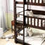 Lit simple superposé triple en bois d'hévéa, échelles, barrières de sécurité amovibles pour la taille de la chambre à coucher,