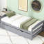 Lit plateforme simple avec lit gigogne gris mobile