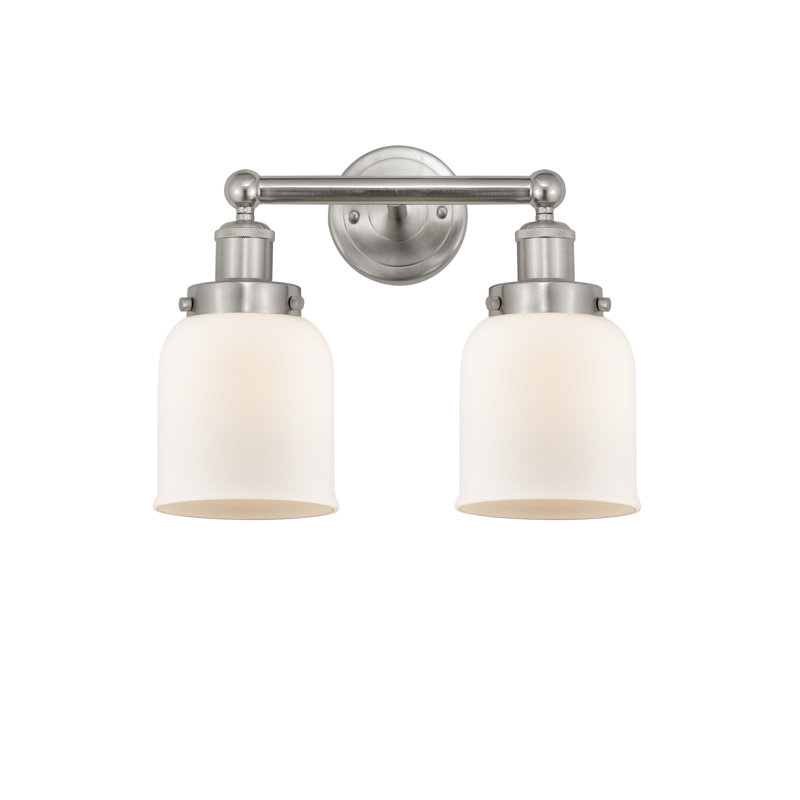 Éclairage pour meuble-lavabo à 2 lumières à intensité variable Corralitos, Blanc mat, Nickel satiné brossé