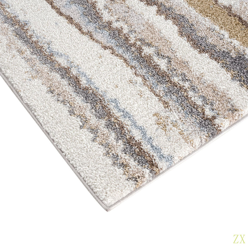 Tapis tissé à rayures abstraites, Tanné, Rectangle 5 pi 3 po x 7 pi