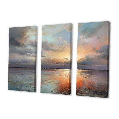 Faint Sunset Over The Country Lake - Sunset Wall Art Print Set
