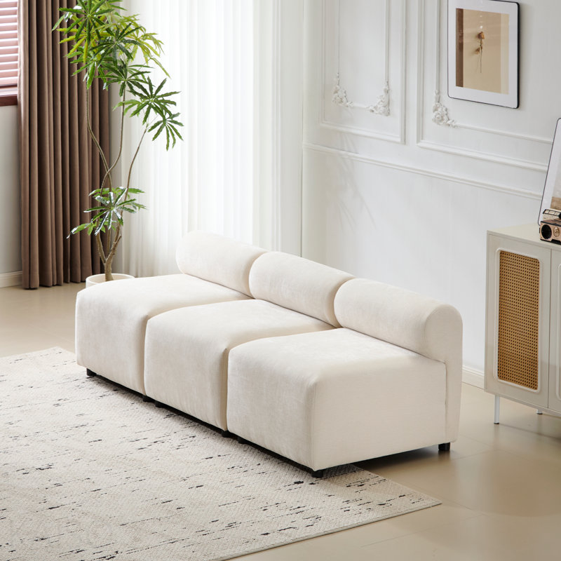 Basic Sectional Sofa, 3-Piece 3 Seater Modular Couch  Sofa