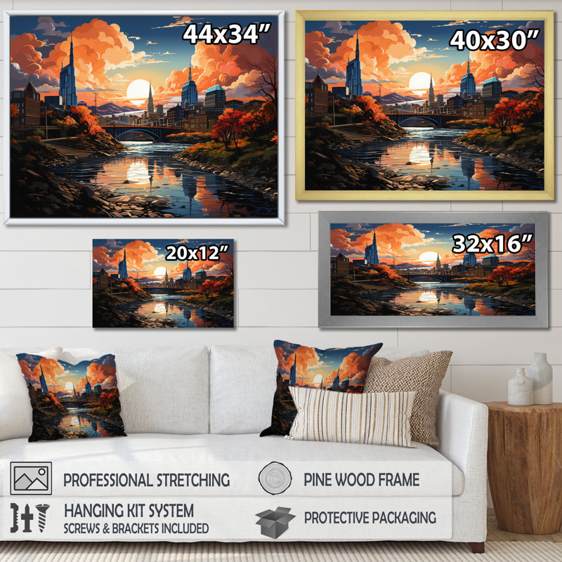 Manuja City Nashville Popart III - impression, Toile tendue, H 24 po x l 32 po x P 1 po