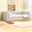 Lit de jour simple en chenille rembourré avec lit gigogne simple-2113181080
