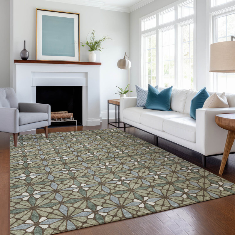 Machine Washable Indoor/Outdoor Chantille ACN2469 Geometric Rug, 8' x 10', Aloe