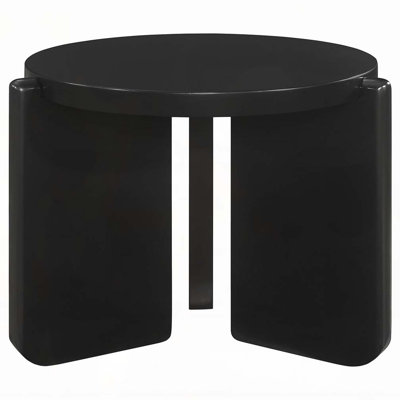 Harrison Black Round Solid Wood End Table