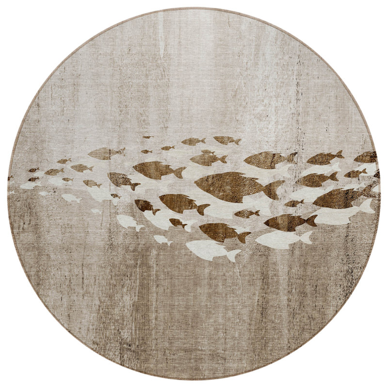 HomeRoots Round Machine Woven Area Rug