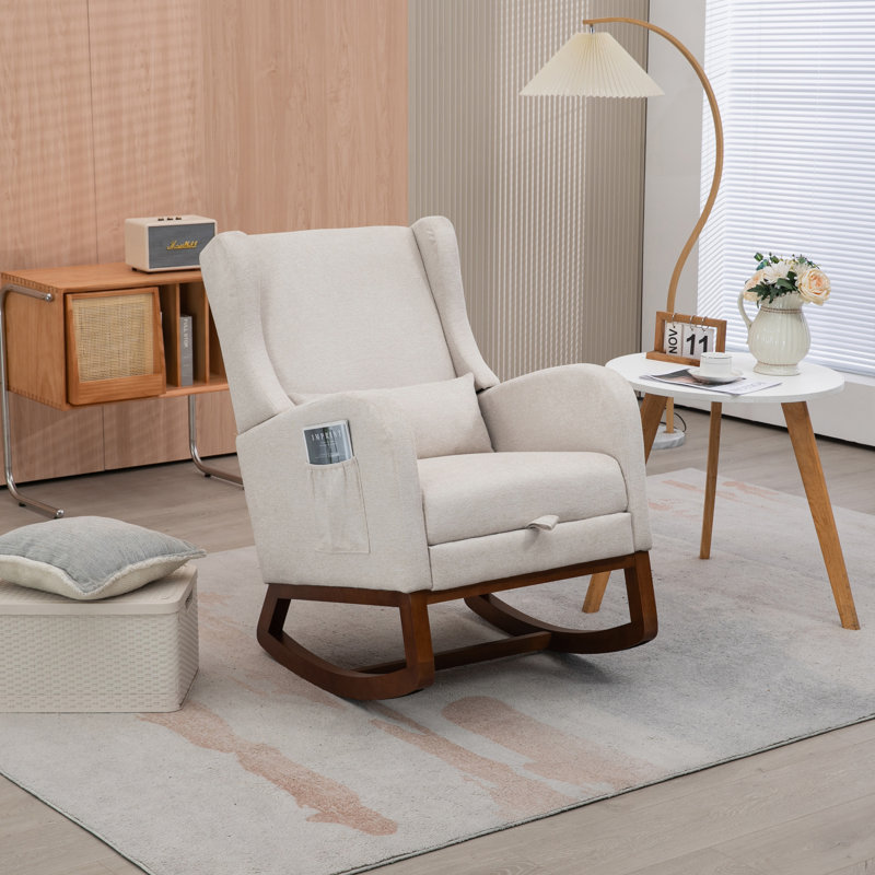 Chaise berçante Jakela, Noyer, Beige