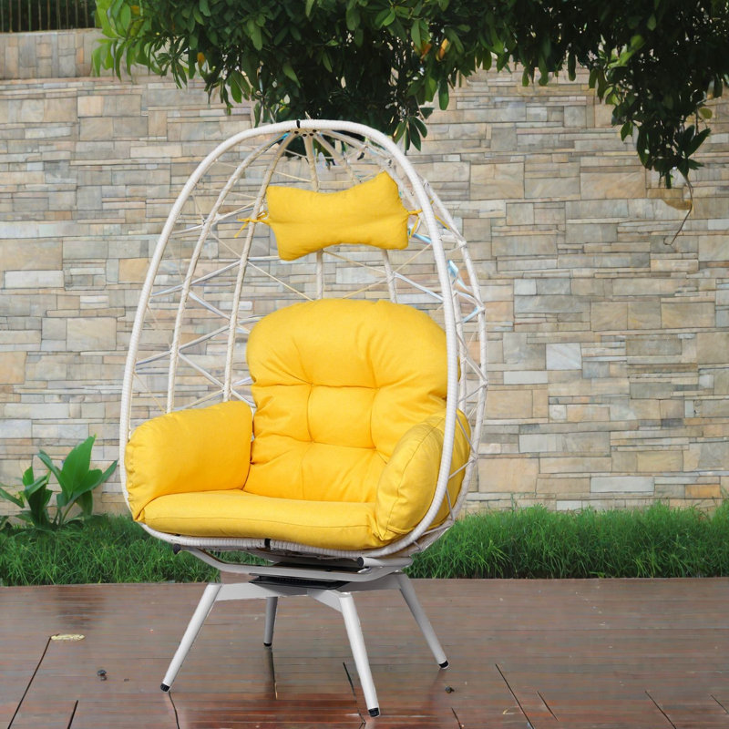 Chaises longues pivotantes pour patio, style œuf en rotin d'acier pour la maison