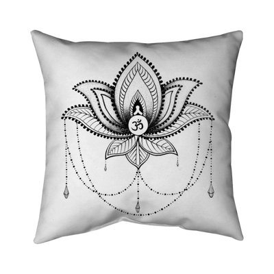 Ethnic lotus ornament - 18"x18" Outdoors Throw pillow - Spun poly - Print on demand