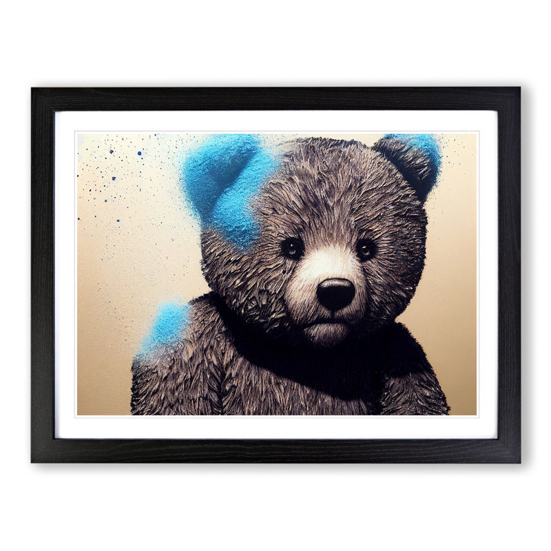 Interesting Teddy Bear - Framed Print, Black, 34cm H x 46cm W x 2cm D