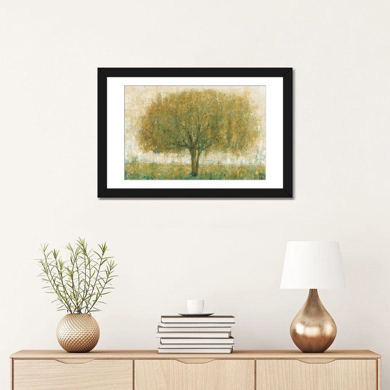 « summer day tree ii », impression sur toile, H 24 po x l 32 po x P 1 po, Papier d'art encadré noir, Blanc