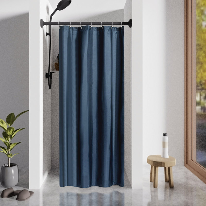 Rideau de douche en tissu hydrofuge, Bleu marine, H 72 po x l 36 po
