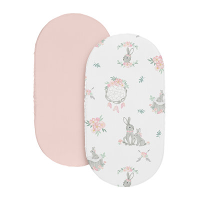 Bunny Floral 2 Pack Baby Bassinet Fitted Sheets by Sweet Jojo Designs