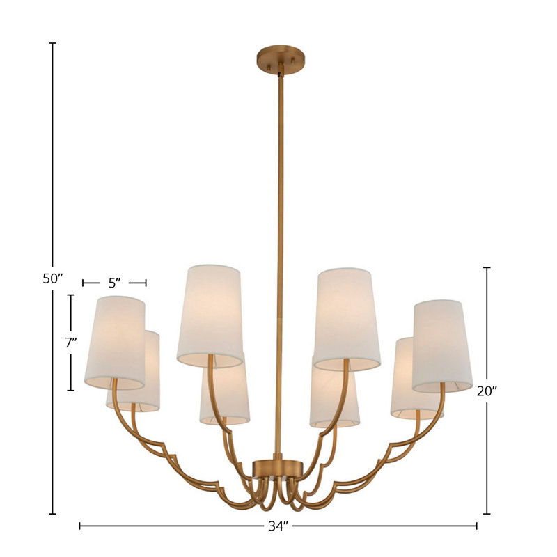 Lustre de luxe causal 8 lumières Sophia par Kalco, Blanc, Or