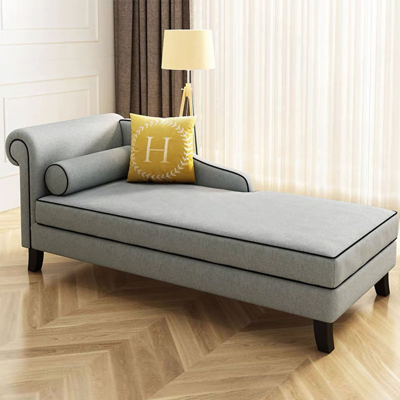 Chaise longue rembourrée Salum, Accoudoir à gauche (vu de face), Gris clair
