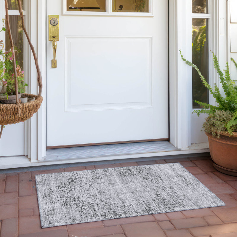 Tapis gris intérieur / extérieur lavable en machine Cicel ACN1146, Rectangle 1 pi 8 po x 2 pi 6 po