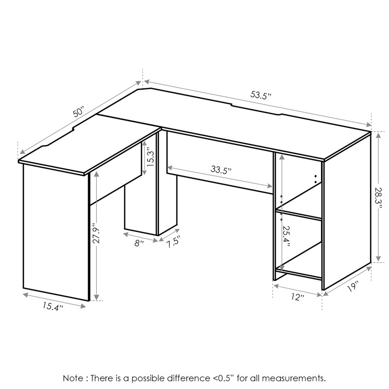 Eakins L-Shaped Computer Desk, Espresso