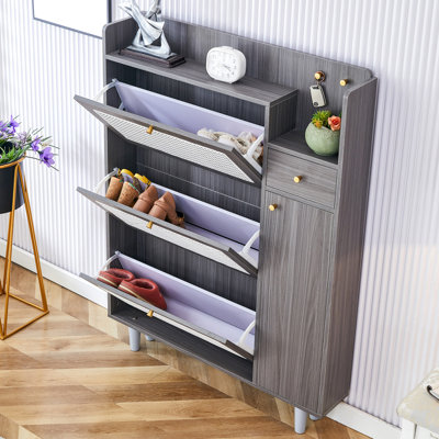 Armoire de rangement moderne en rotin minimaliste avec un design élégant de vigne pour les petits meubles de maison et l'organisation des chaussures