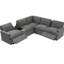 Canapé modulaire gris foncé de 104 po avec fonction d'inclinaison, boîte de rangement, porte-gobelets, ports et douille pour rangement inclinable, prise de courant-1600400943
